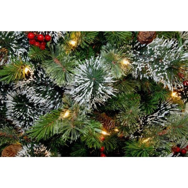 30 in. Wintry Pine Artificial Wreath with Pine Cones, Red Berries, Snow and 100 Clear Lights