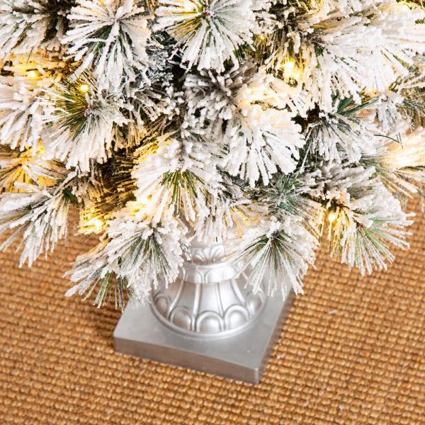 4 ft. Pre-Lit Snow Flocked Pine Artificial Christmas Tree with 100 Warm White Lights