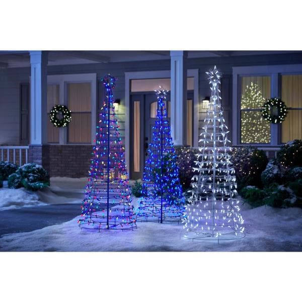 6 ft LED Pre-Lit Cone Tree with Star and 300 Multi Color Lights