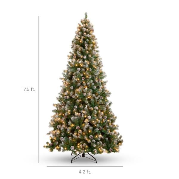 7.5 ft. Pre-Lit Incandescent Flocked Pre-Decorated Artificial Christmas Tree with 550 Warm White Lights