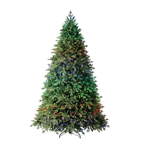 9 ft Swiss Mountain Black Spruce Twinkly Rainbow Christmas Tree with 600 RGB LED Technology Lights