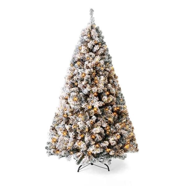 7.5 ft. Pre-Lit Snow Flocked Holiday Decor Artificial Christmas Tree with 550 LED Lights