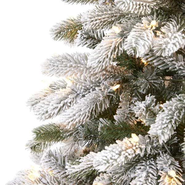 7.5 ft. Pre-Lit Flocked South Carolina Spruce Artificial Christmas Tree with 600 Clear Lights