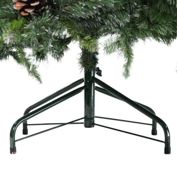 6.5 ft. Unlit Snowy Delta Pine with Pine Cones Artificial Christmas Tree