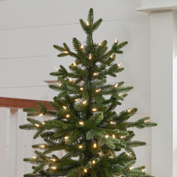 6.5 ft Fir LED Pre-Lit Potted Artificial Christmas Tree with 300 Warm White Mini Lights