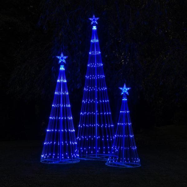 48 in. Christmas Blue LED Animated Lightshow Cone Tree with 154 Lights and Star Topper