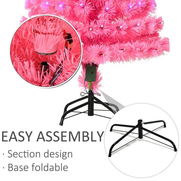 4 ft. Pink Pre-Lit Full Pine Artificial Christmas Tree with 130 Tips, 130 User-Changeable Lights, and Fiber Optic Lights