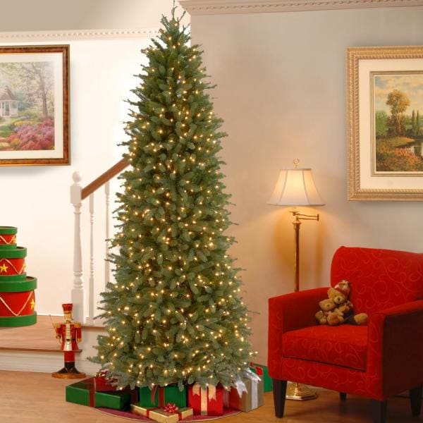 7.5 ft. Jersey Fraser Fir Artificial Christmas Pencil Slim Tree with Clear Lights