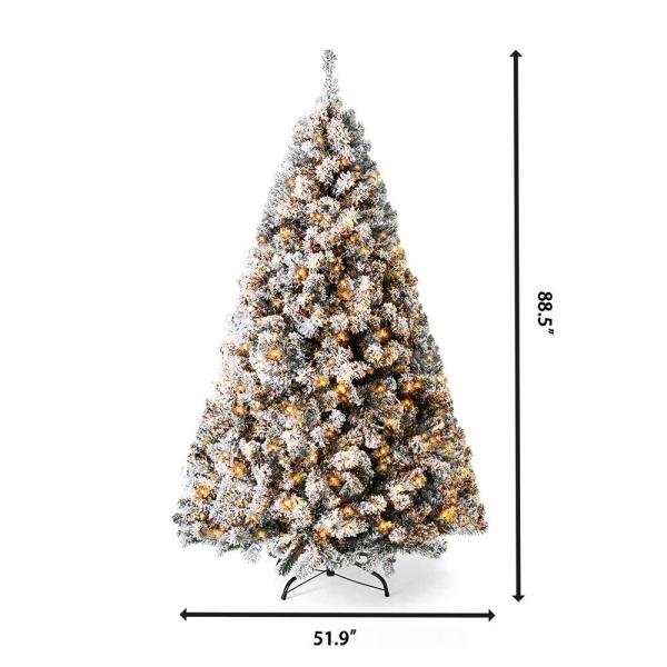 7.5 ft. Pre-Lit Snow Flocked Holiday Decor Artificial Christmas Tree with 550 LED Lights