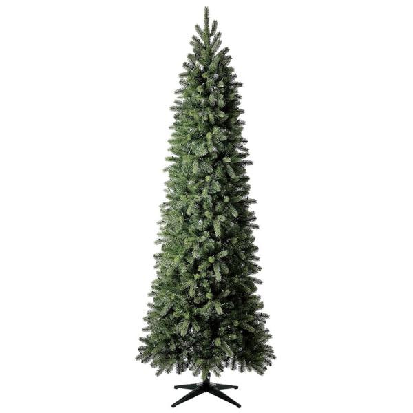 9 ft Manchester White Spruce LED Pre-Lit Slim Artificial Christmas Tree with 500 SureBright Color-Changing Mini Lights