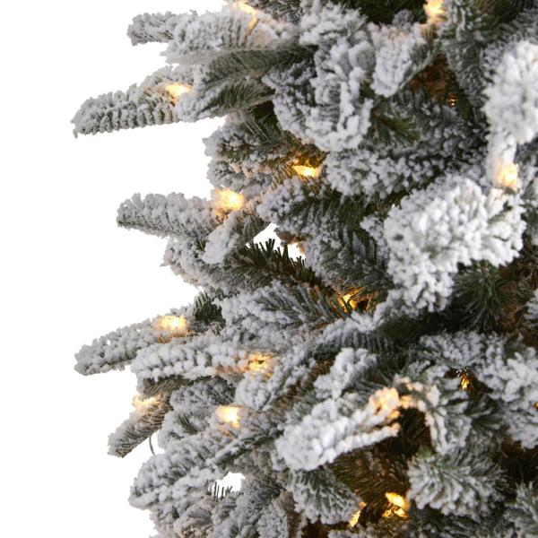 7 ft. Pre-Lit Flocked North Carolina Fir Artificial Christmas Tree with 550 Warm White Lights