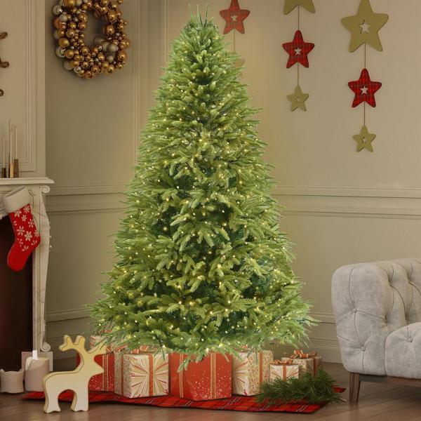 6 ft. Pre-Lit Hinged Artificial Christmas Tree with 400 UL LED Lights and Foldable Stand, 800 Tips