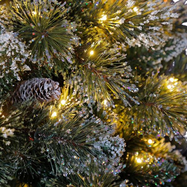 7 ft Sparkling Amelia Pine Slim LED Pre-Lit Artificial Christmas Tree with 300 Warm White Micro Fairy Lights