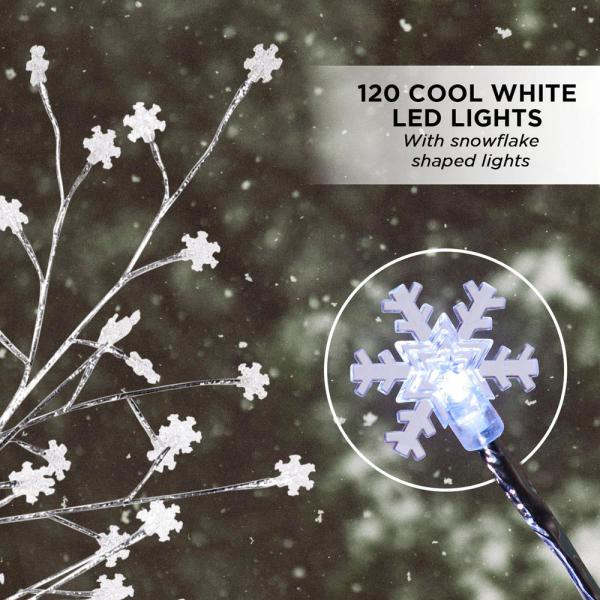 58 in. Tall Frosty Christmas Snowflake Tree with Cool White LED Lights