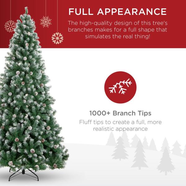 7.5 ft. Unlit Flocked Pre-Decorated Pine Artificial Christmas Tree