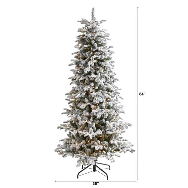 7 ft. Pre-Lit Flocked North Carolina Fir Artificial Christmas Tree with 550 Warm White Lights