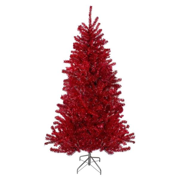 6 ft. Unlit Metallic Red Tinsel Artificial Christmas Tree