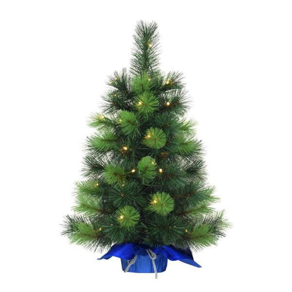 Pre-Lit 2 ft. Table Top Artificial Christmas Tree with 35-Lights in Blue Sac, Green