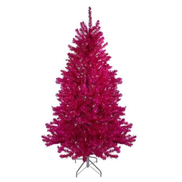 6 ft. Unlit Metallic Pink Tinsel Artificial Christmas Tree