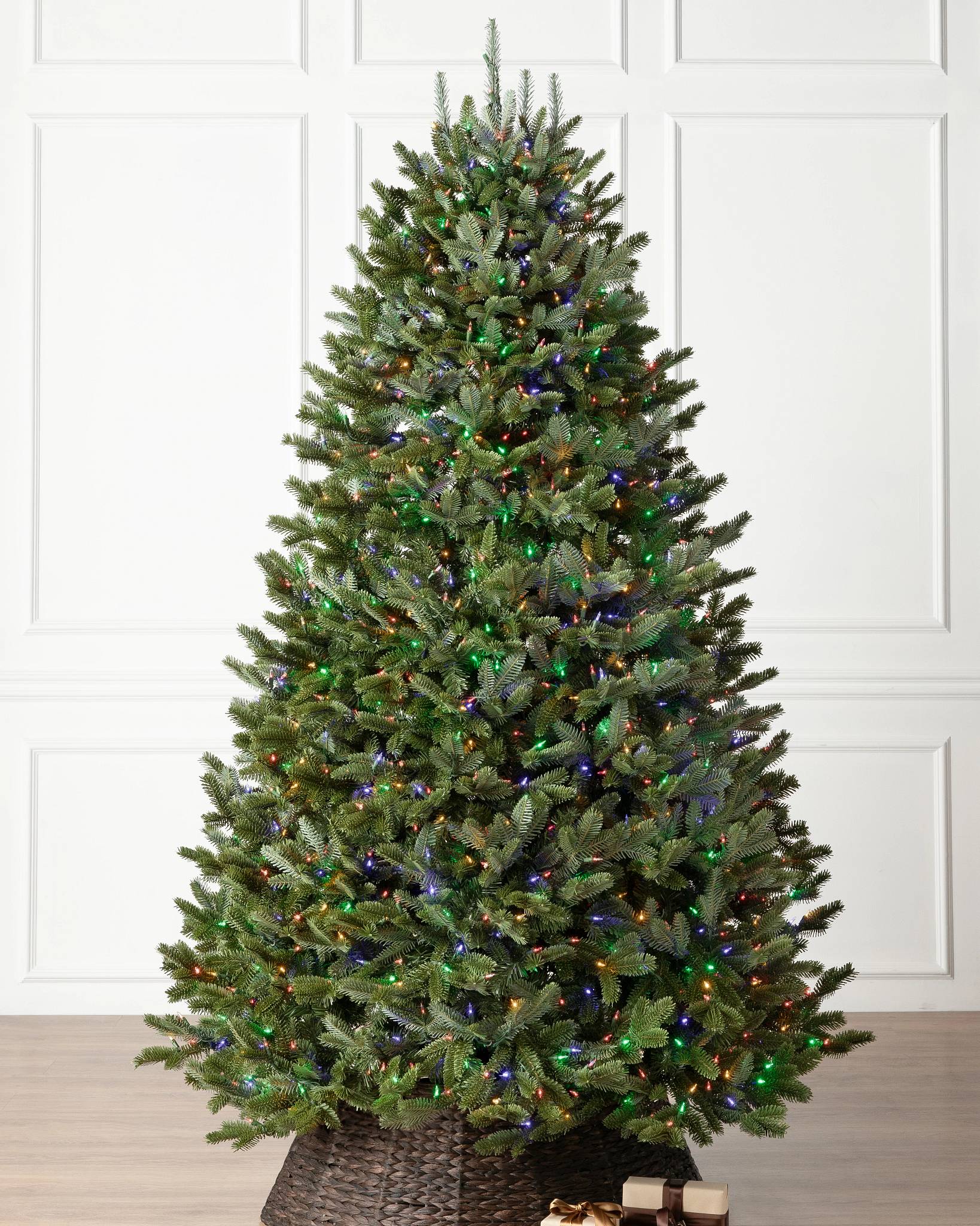 7-1/2 ft. Natural Fraser Medium Fir Hinged Artificial Christmas Tree with 1000 Multicolor Lights
