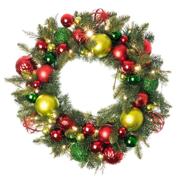 30 in. Pre-Lit LED Festive Holiday Wreath
