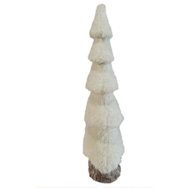 44 in. Christmas Furry Tree with Faux-Bark Trunk