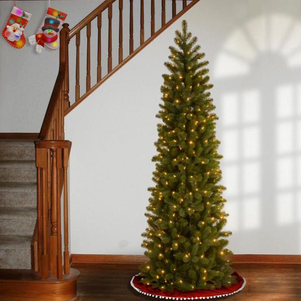 6.5 ft. Downswept Douglas Pencil Slim Fir Artificial Christmas Tree with Dual Color LED Lights