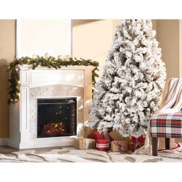 7.5 ft. Unlit Snow Flocked Christmas Artificial Pine Tree Holiday Decor