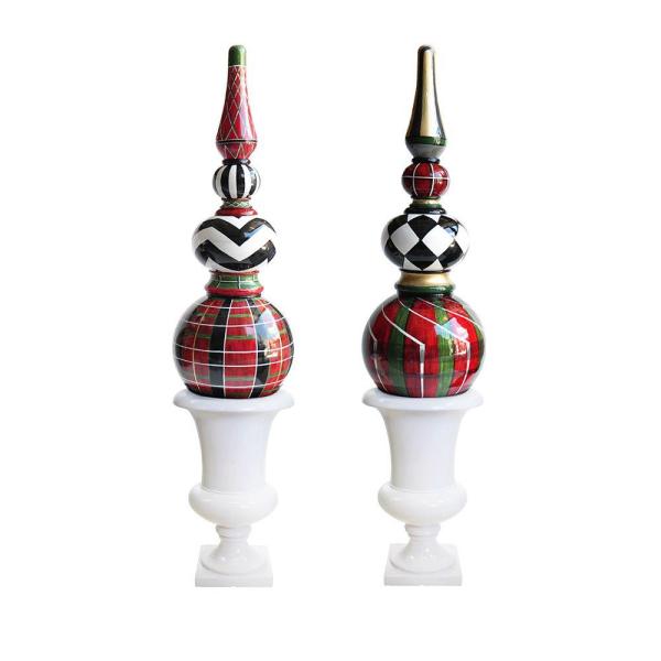 2.8 ft. Plaid and Chevron Christmas Topiary