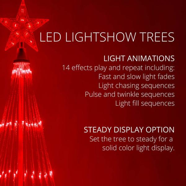 144 in. LED Red Animated Lightshow Cone Tree with 442 Lights and Star