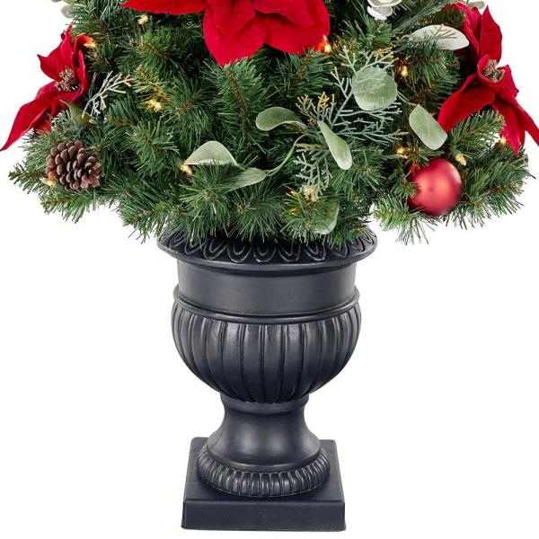 4 ft. Snowy Bristle Pine Entrance Tree with Clear Lights