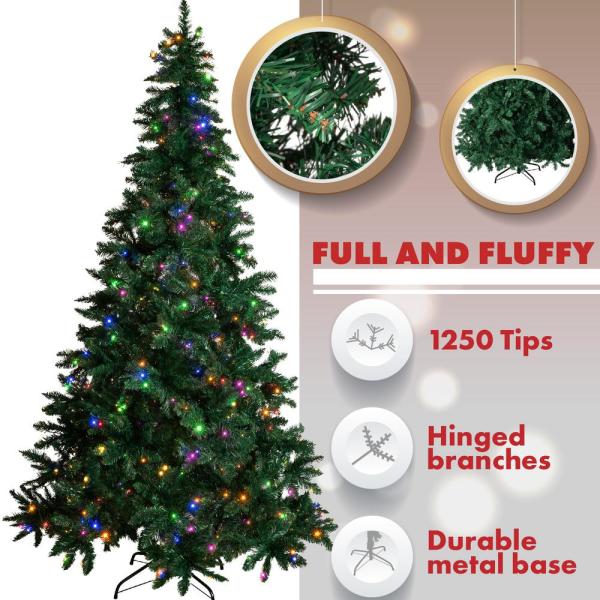 7.5 ft. Pre-Lit LED Spruce Artificial Christmas Tree with 480 Multi-Color and Warm White Lights, 6 Functions