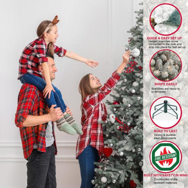 7.5 ft. Pre-Lit Incandescent Flocked Birmingham Fir Artificial Christmas Tree with 400 UL Clear Lights
