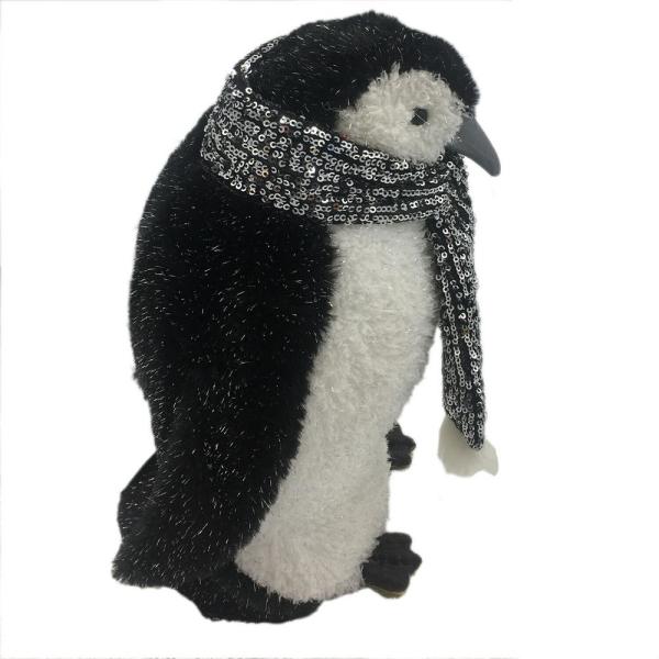 24 in. Christmas Furry Penguin Family with Glitter Scarves