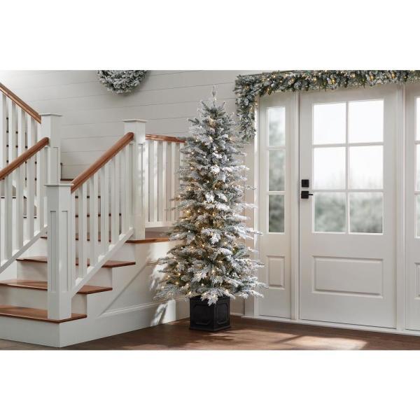 6.5 ft LED Pre-Lit Potted Artificial Christmas Tree with 250 Warm White Lights