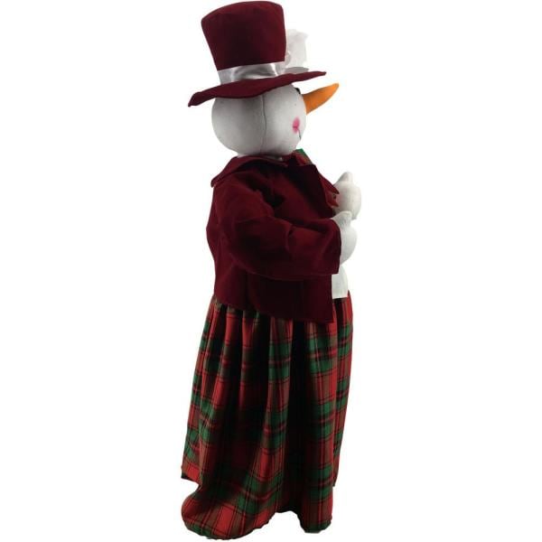 36 in. Christmas Dancing Mrs. Snowman with Wrapped Gift Box and Music