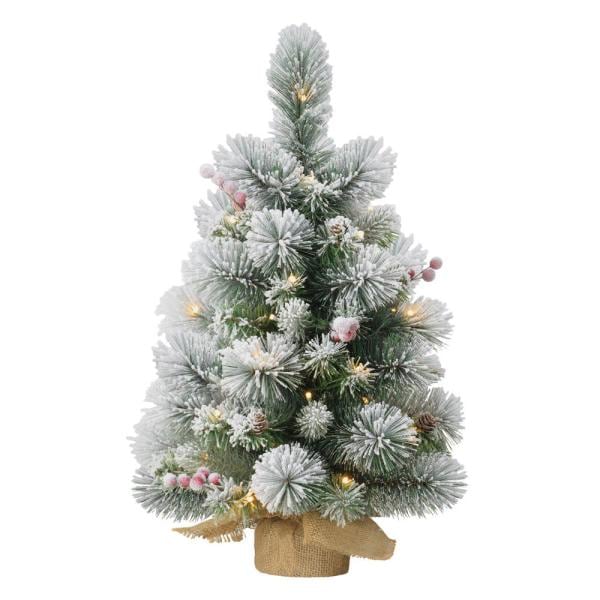 Pre-Lit 2 ft. Table Top Artificial Christmas Tree with 35-Lights in Tan Sac, Green