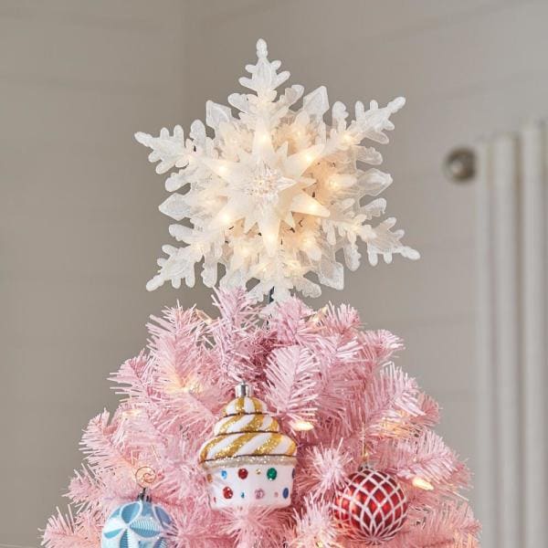 7 ft Shimmery Tinsel Pink Spruce Pre-Lit LED Artificial Christmas Tree 300 Warm White Mini Lights