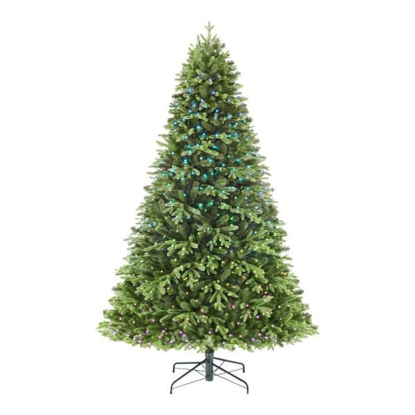 7.5 ft. Swiss Mountain Black Spruce Twinkly Rainbow Artificial Christmas Tree with 750 RGB LED Technology Lights