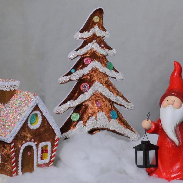 17.25 in. Gingerbread Kisses Snow Covered Gingerbread Christmas Tree