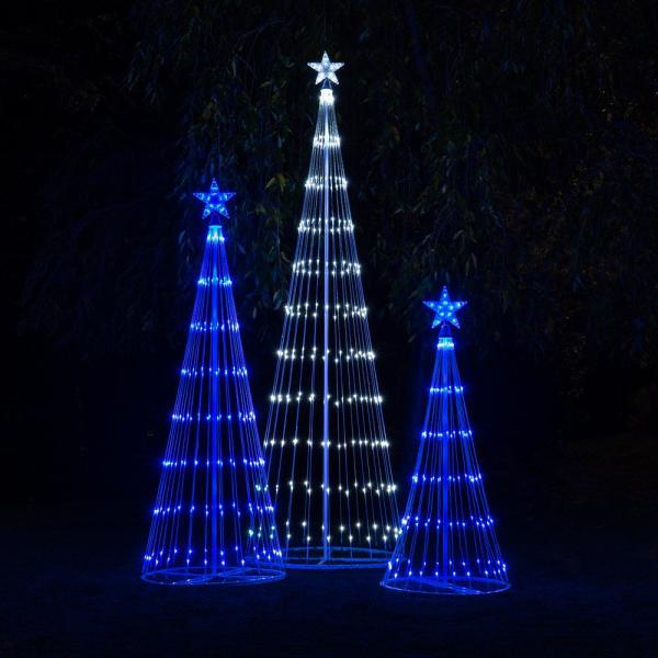 108 in. Christmas Cool White LED Animated Lightshow Cone Tree with 274 Lights and Star Topper
