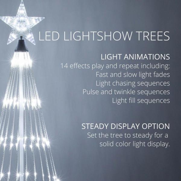 144 in. Christmas Cool White LED Animated Lightshow Cone Tree with 442 Lights and Star Topper