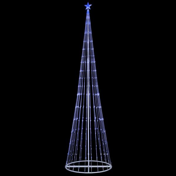 144 in. Christmas Blue LED Animated Lightshow Cone Tree with 442 Lights and Star Topper