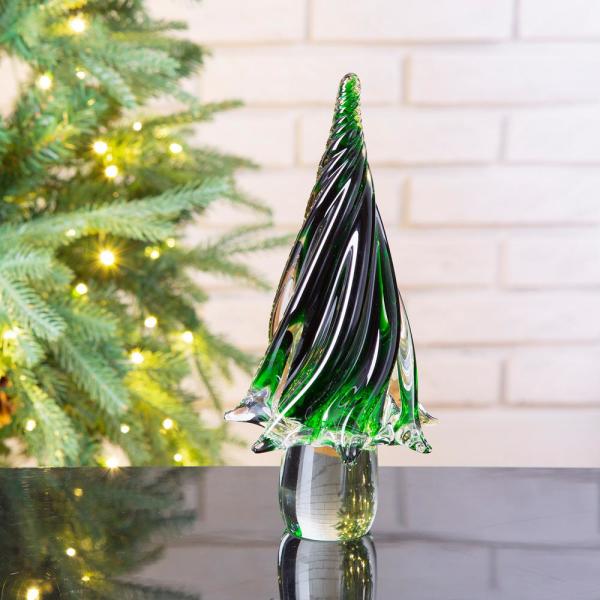 11.61 in. H Large Green Glass Table Tree