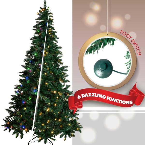 7.5 ft. Pre-Lit LED Spruce Artificial Christmas Tree with 480 Multi-Color and Warm White Lights, 6 Functions