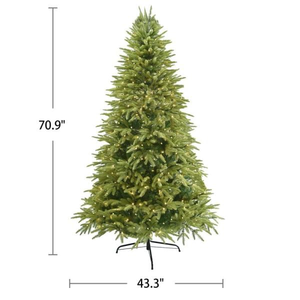 6 ft. Pre-Lit Hinged Artificial Christmas Tree with 400 UL LED Lights and Foldable Stand, 800 Tips