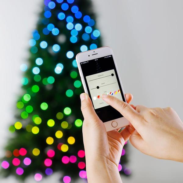 9 ft Swiss Mountain Black Spruce Twinkly Rainbow Christmas Tree with 600 RGB LED Technology Lights