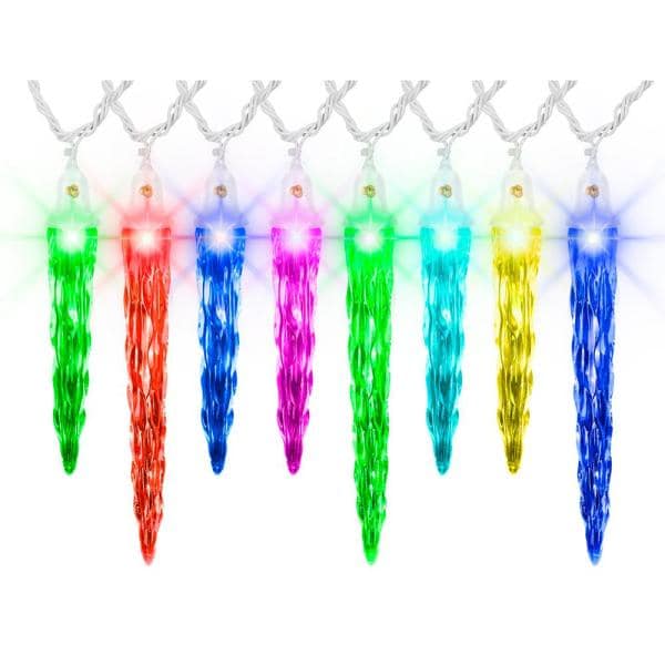 23 ft. 24-Light Multi Color LED Lightshow Icicle String Light Set