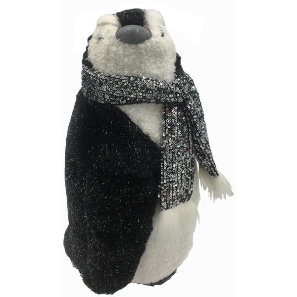 24 in. Christmas Furry Penguin Family with Glitter Scarves