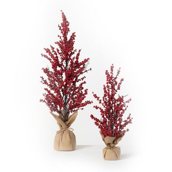 Red Foam Berry Artificial Tree - Set of 2